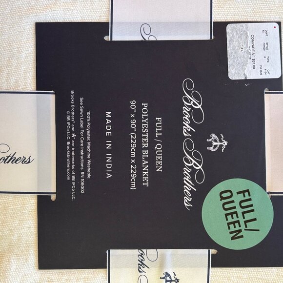 Brooks Brothers 100% Cotton Knit Queen Size Blanket Coverlet Cream 90" X 90" - Picture 2 of 5